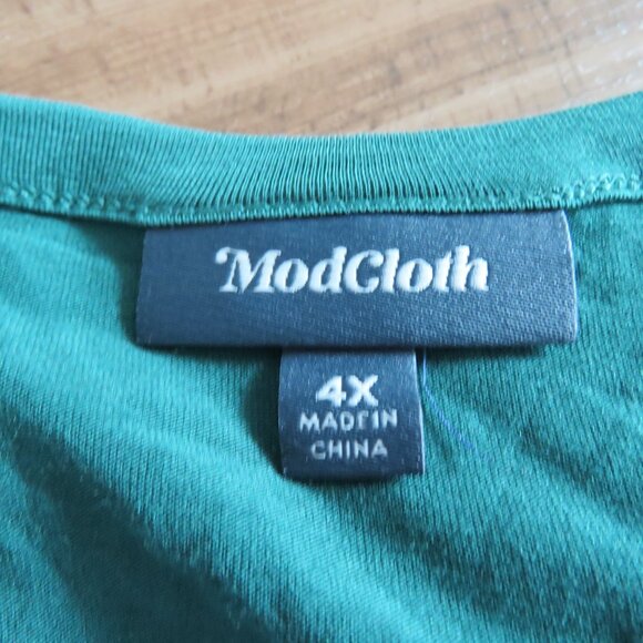 MODCLOTH Kelly Green Tie Front Button Blouse Top Stretch Travel - Size 4X NWOT - Picture 14 of 16